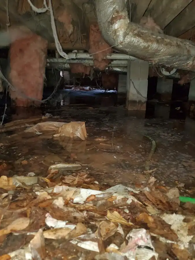 Crawl space flood assessment for Commercial Water Damage Restoration in East Granby